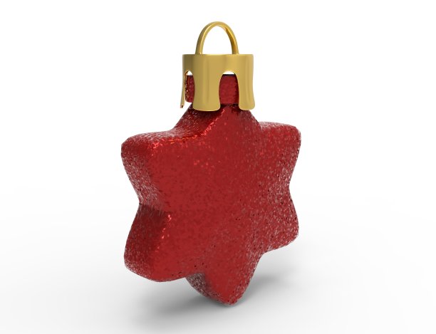 圣诞星。圣诞饰品孤立在白色背景上。3 d渲染图片下载