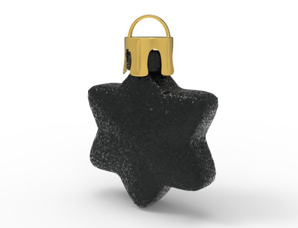 圣诞星。圣诞饰品孤立在白色背景上。3 d渲染图片下载