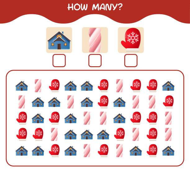 多少卡通圣诞节。计算游戏。学龄前儿童和幼儿的教育游戏图片下载