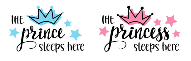 王子，公主睡在这里手写的字母集。婴儿用品，托儿所设计，明信片，横幅，海报，杯子，剪贴簿，枕套，相册和衣服的短语和标志。图片下载