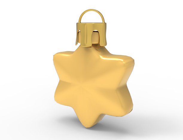 圣诞星。圣诞饰品孤立在白色背景上。3 d渲染图片下载