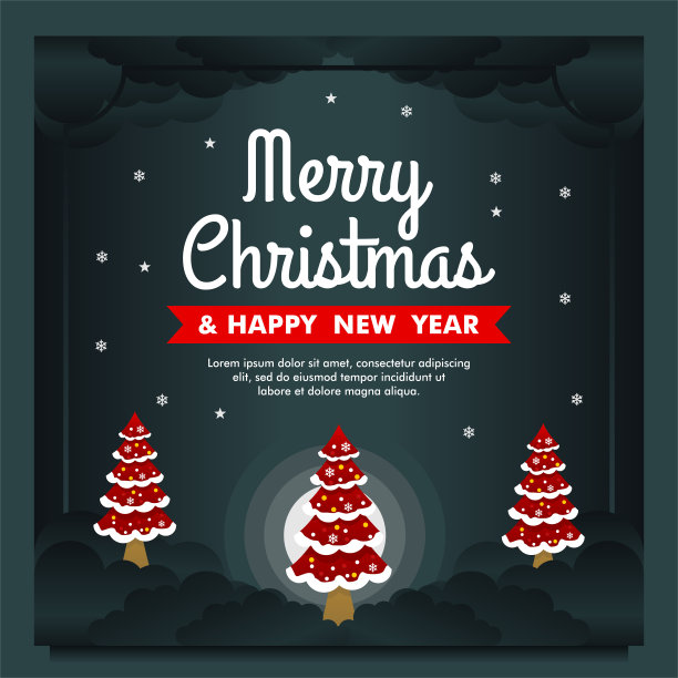 圣诞快乐和新年快乐的横幅，贺卡和社交媒体设计模板图片下载