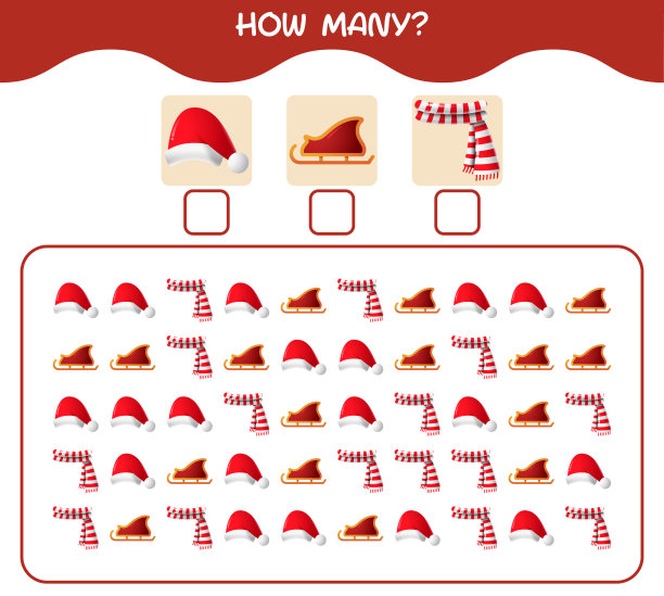 多少卡通圣诞节。计算游戏。学龄前儿童和幼儿的教育游戏图片下载