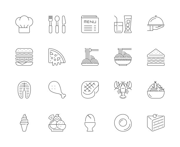 餐厅和食品线图标图片下载