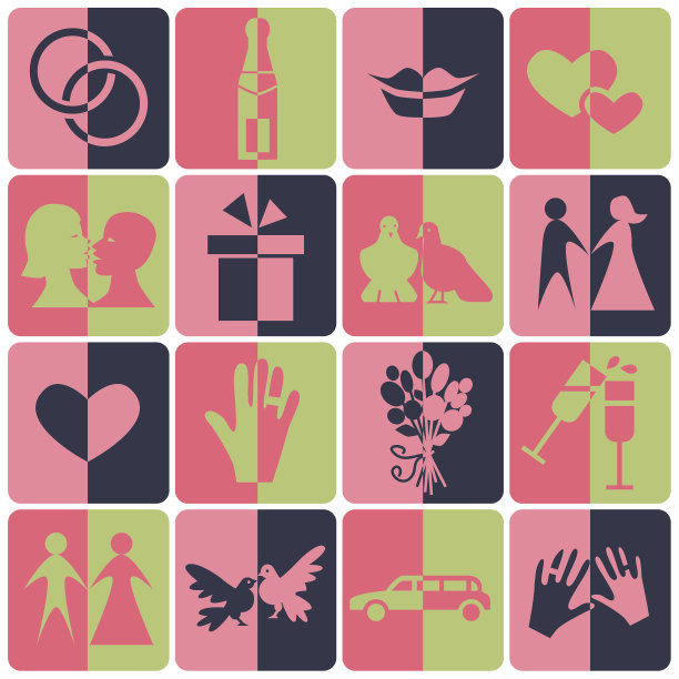 婚礼图标设置阴影一半图片下载