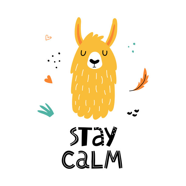 有趣的羊驼或羊驼脸海报与可爱的字母手绘风格。完美的t恤，服装，卡片，海报，托儿所装饰。孤立在白色背景矢量插图图片下载