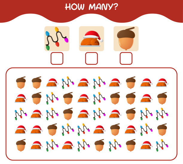 多少卡通圣诞节。计算游戏。学龄前儿童和幼儿的教育游戏图片下载