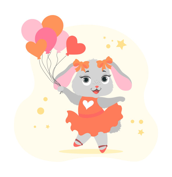 可爱的气球兔子图片下载