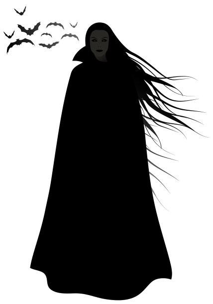 长发飘舞的女人剪影图片下载