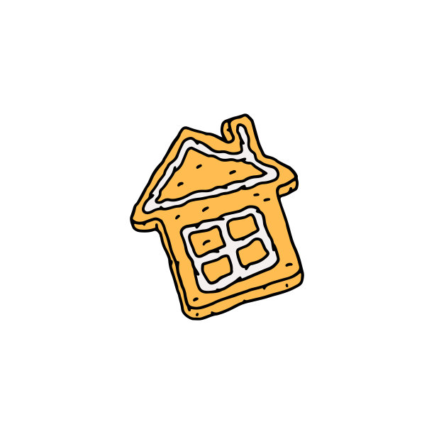 传统的姜饼圣诞饼干素描矢量插图孤立。图片下载