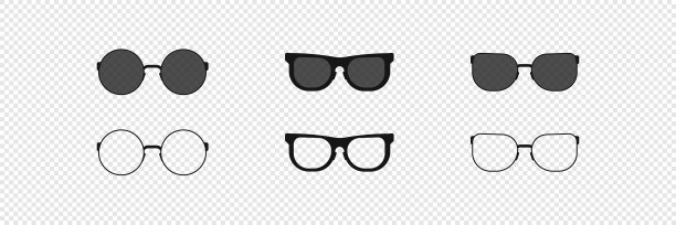 休闲黑色太阳眼镜简单孤立图标集图片下载