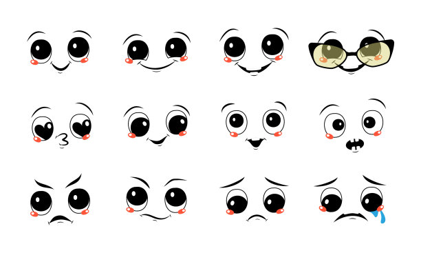 一组表情不同的面孔图片下载