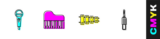 设置麦克风、三角钢琴、木琴和音响图片下载