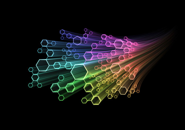 彩虹六边形射线抽象背景图片下载
