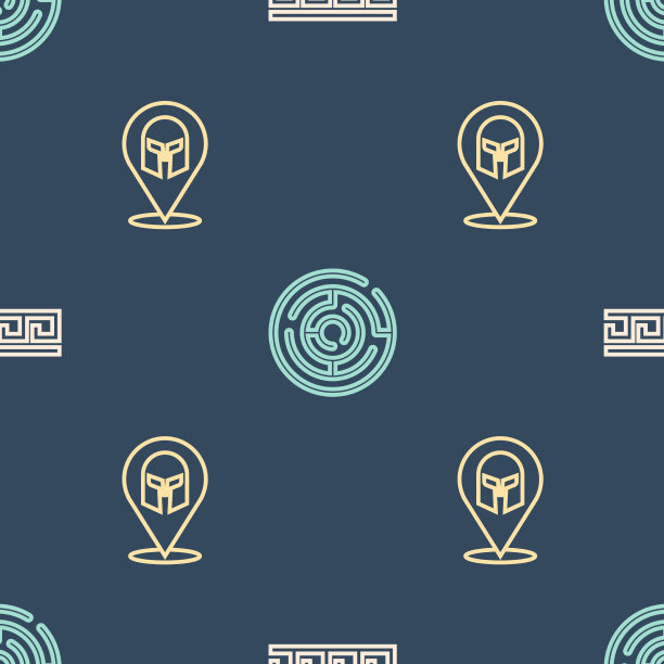 设置线条和古希腊图案的头盔图片下载