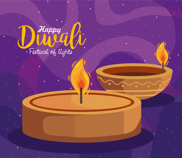 两支蜡烛排灯节海报图片下载