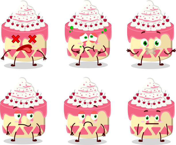 甜蛋糕樱桃卡通人物没有图片下载