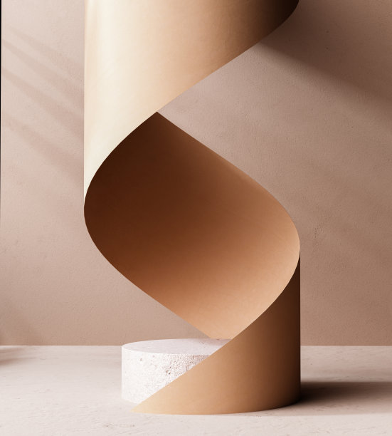 极简几何简单形状圆形讲台和纸与光和阴影米色3d渲染背景，产品展示，物体放置模型，产品展示的空地方图片下载