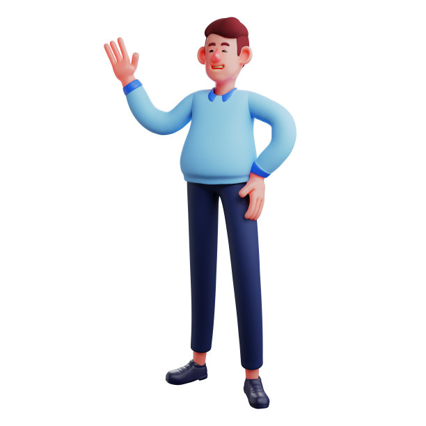 工人卡通人物挥手图片下载