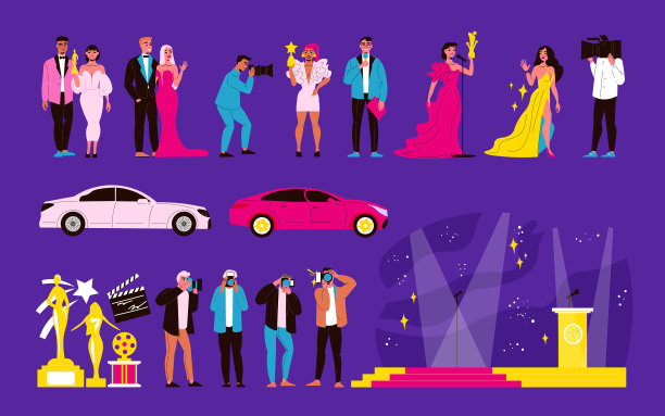 电影奖项彩色套装图片下载