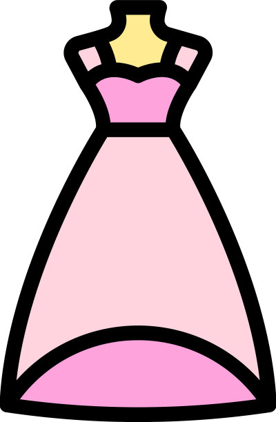 派对婚纱图标颜色轮廓图片下载