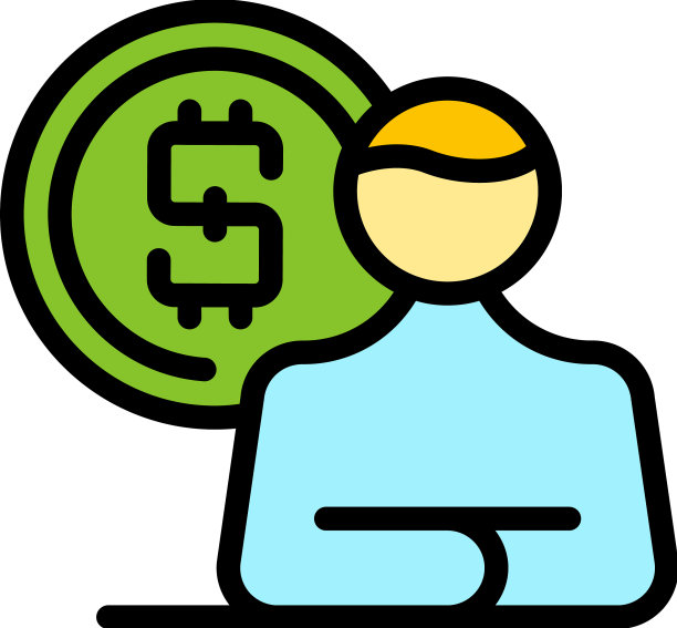 事业金钱图标颜色轮廓图片下载