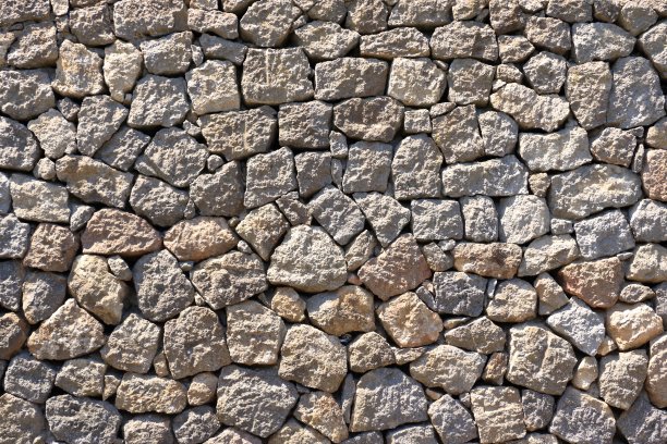 古老的灰色自然石墙图片下载