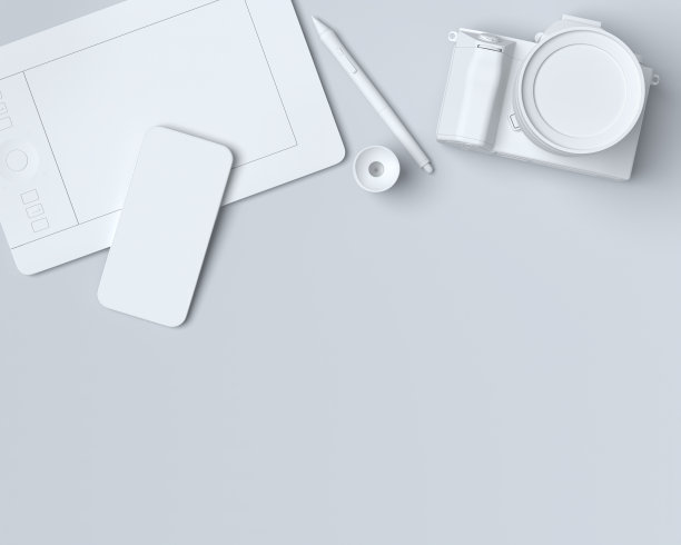 单色设计师工作空间和黑色桌子上的摄影设备的俯视图图片下载