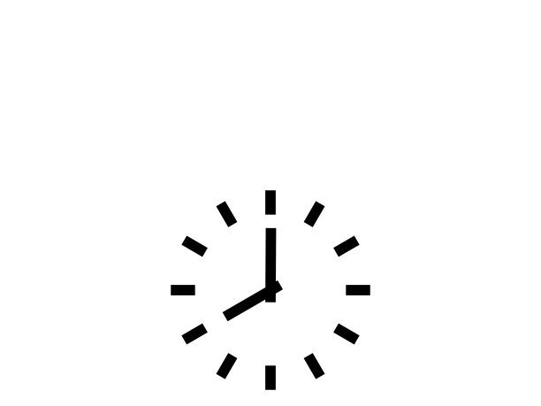 一个时钟指向8点钟的简单剪影插图图片下载