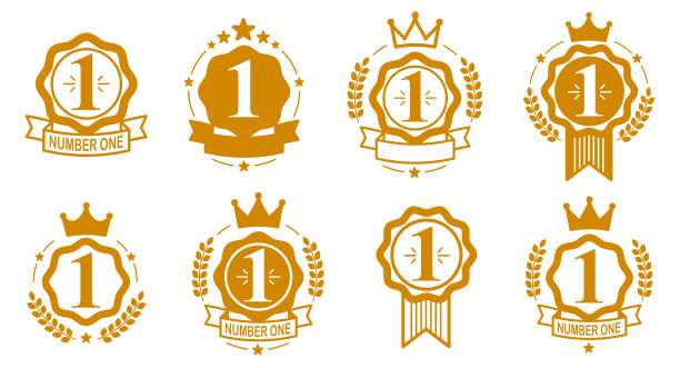 第一名矢量徽章奖励，几何图形简约标志贴纸，商业成功主题标签图片下载