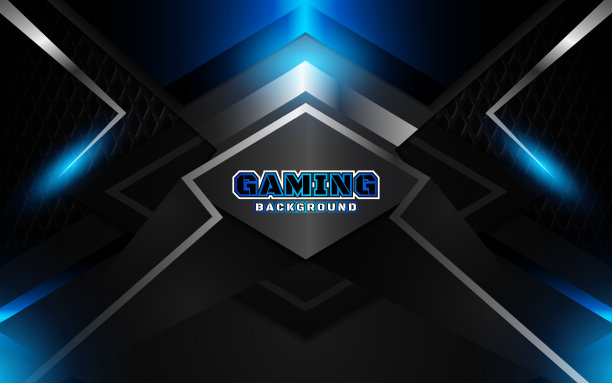 抽象的未来主义几何黑色和蓝色游戏背景与现代电子竞技形状。矢量设计模板技术的概念图片下载