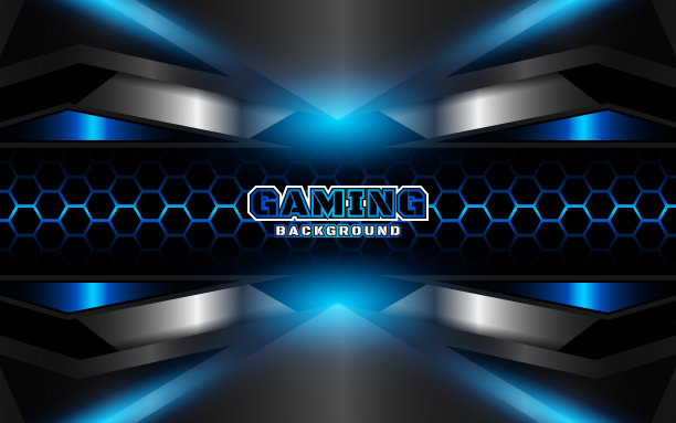 抽象的未来主义几何黑色和蓝色游戏背景与现代电子竞技形状。矢量设计模板技术的概念图片下载