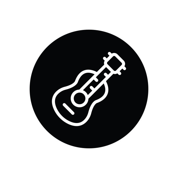 吉他符号图标孤立在白色背景图片下载