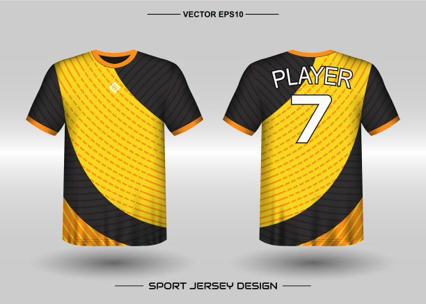 t恤衫运动矢量设计模板，足球俱乐部的足球运动衫模型。图片下载