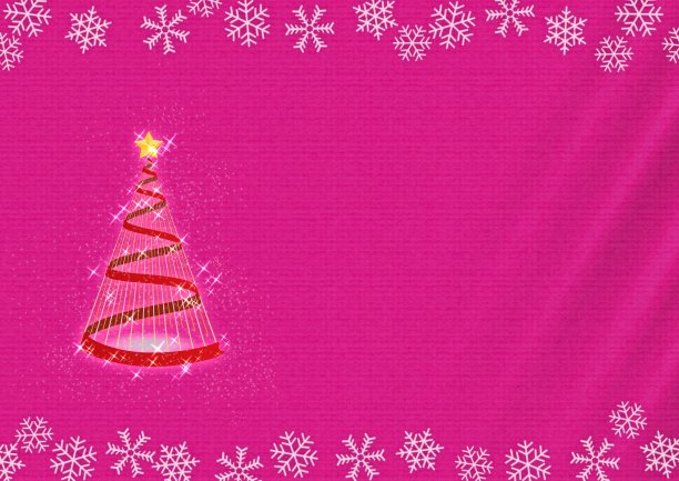 粉红色的布背景上有一棵圣诞树图片下载
