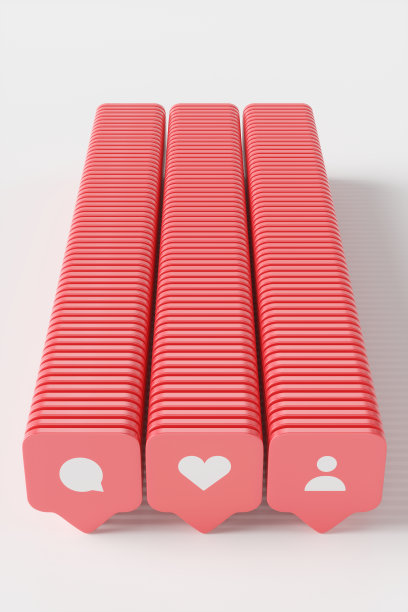 白色背景上的一群红色的喜欢。图片下载