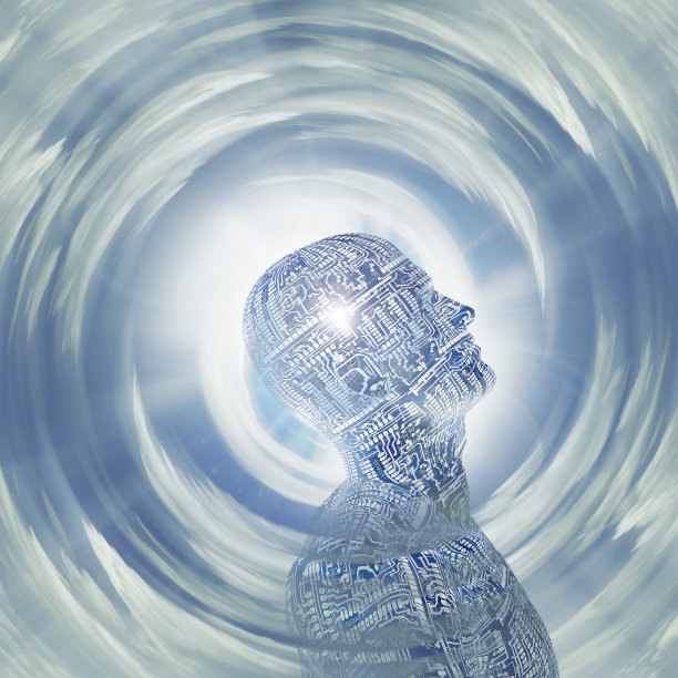 光之隧道里的机械人图片下载