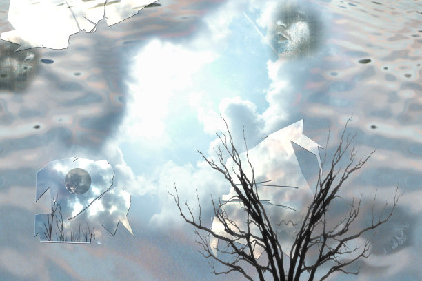 超现实的组成与云和树图片下载