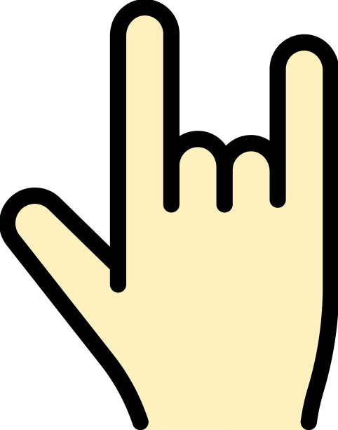 手势摇滚图标颜色轮廓图片下载