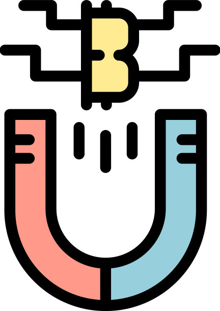 区块链磁铁图标颜色轮廓图片下载