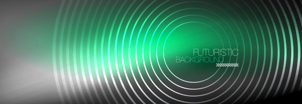 暗抽象背景与发光的霓虹灯圈图片下载