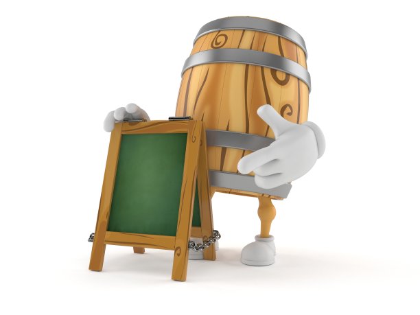 木桶字符与粉笔招牌图片下载