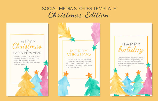 一套圣诞社交媒体故事模板。图片下载