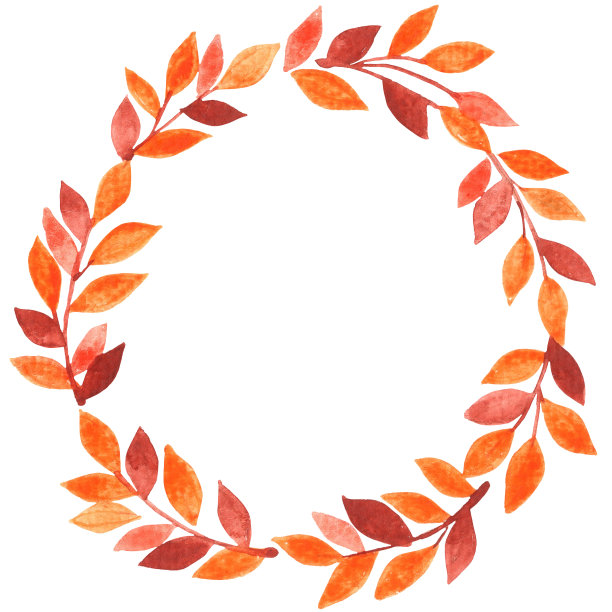 五彩缤纷的秋叶花环水彩装饰在秋季和感恩节图片下载