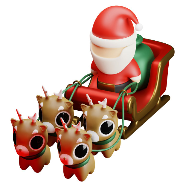 圣诞老人雪橇3D渲染插图图片下载