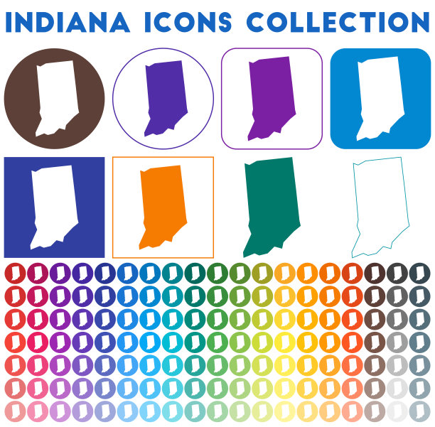 印第安纳州的图标集。图片下载