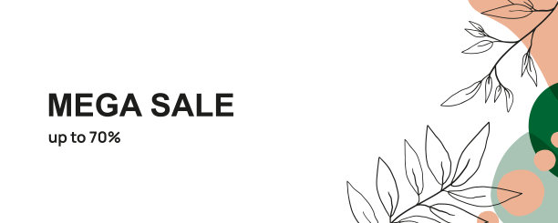 秋天季节销售旗帜在极简风格装饰图形的树叶和树枝。图片下载