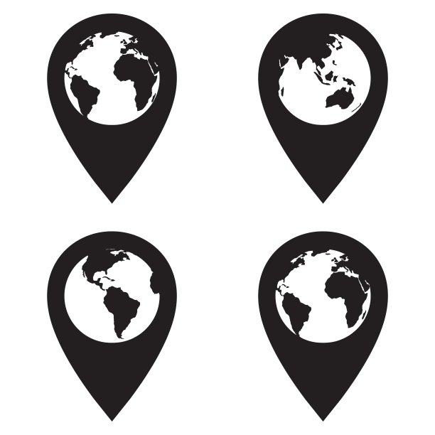 地球和地球图标与GPS定位。孤立在白色背景，矢量插图图片下载