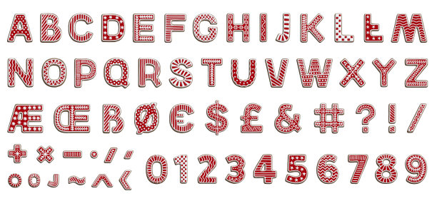 蓝色和白色，丰富的姜饼饼干字母表与各种字母如。波兰语，瑞典语和德语，有很多标点符号和元素。图片下载