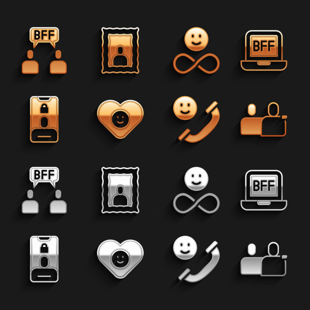 设置“好朋友”、“永远的好朋友”、“来电手机”、“朋友”、“相框图标”。向量图片下载